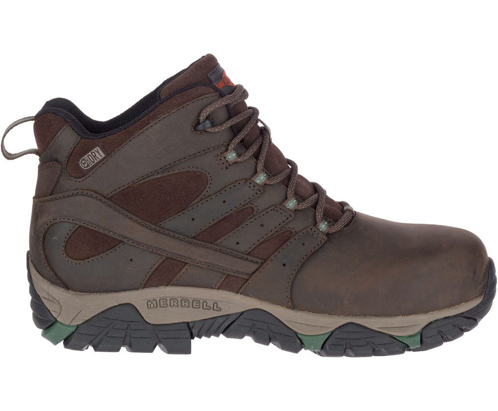 Kozaki Merrell Męskie Brązowe - Moab Vertex Mid Skórzane Waterproof Comp Toe - 803159-SDM